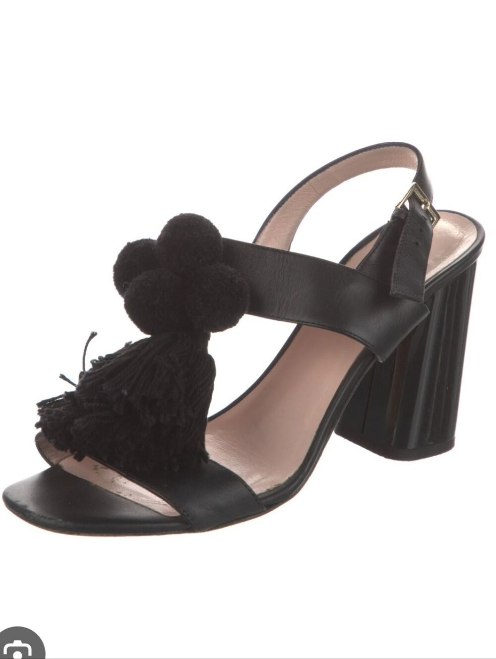 Kate Spade New York Central Too Tassle/Pom Pom Block Heel Sandals